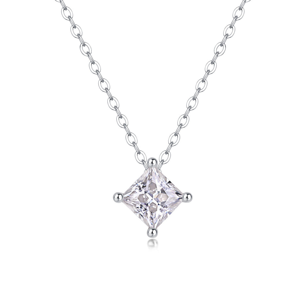 Keep The Luxury Fashion Diamond Pendant Necklace Set With Mosan Diamond Silver Ornaments