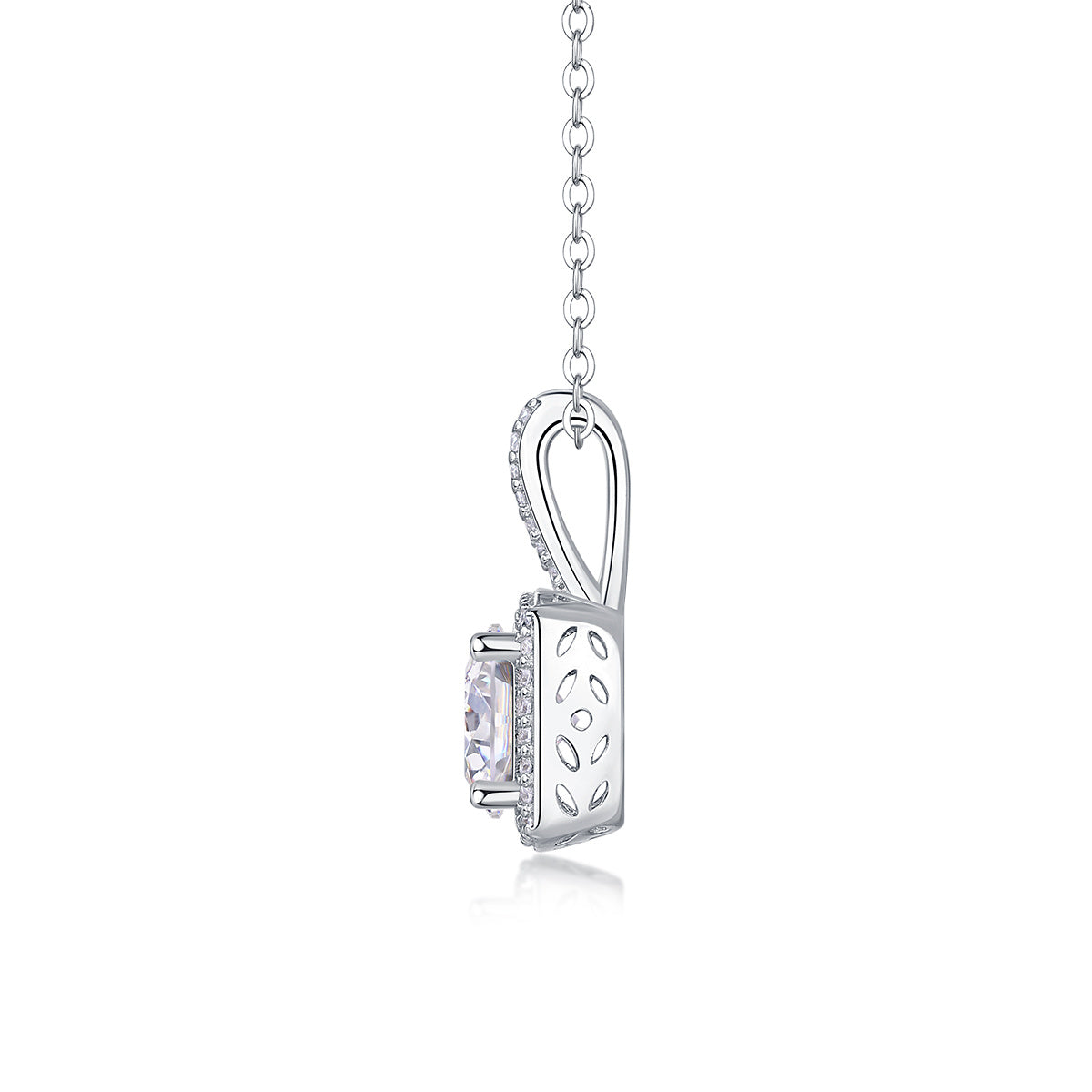 Square Moissanite Pendant – Sterling Silver Luxury necklace