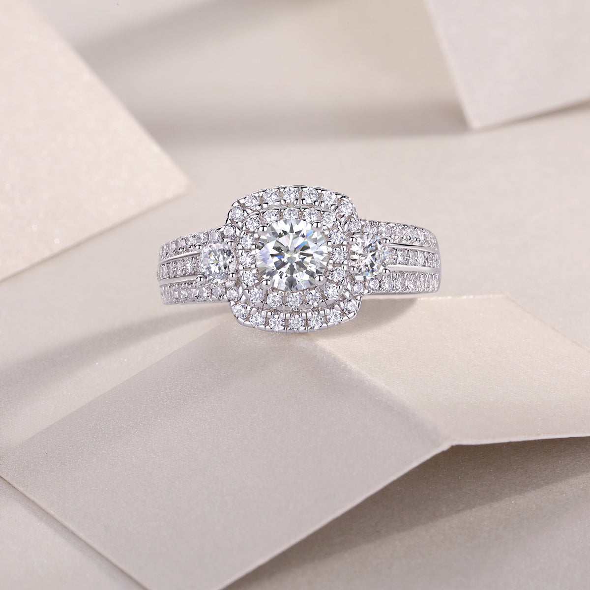 Afternoon In The Gobi - Half-carat Moissan Diamond S925 Sterling Silver And Platinum-plated Diamond