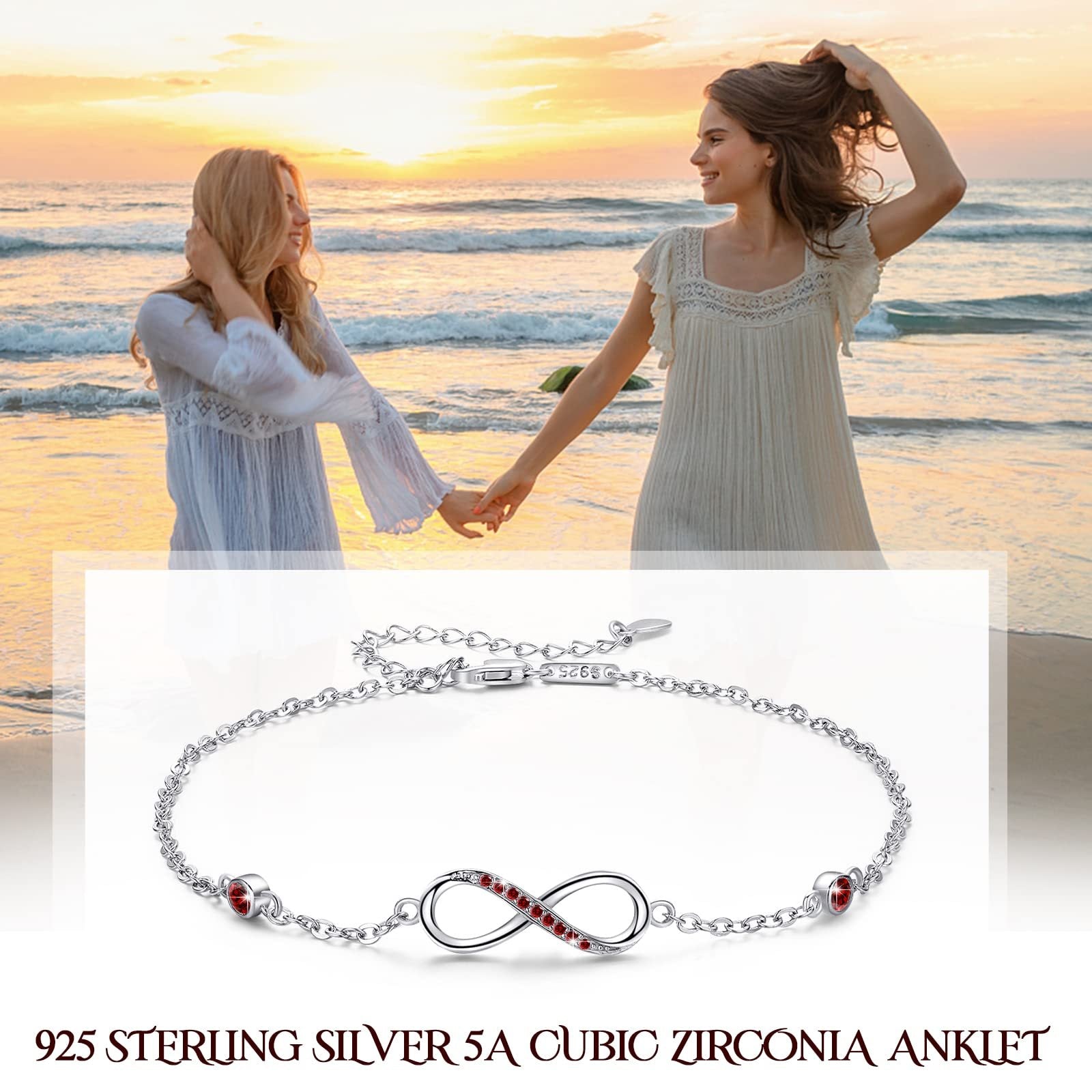 Infinite love Anklet Charm Adjustable Chain Anklets For Women-925 silver