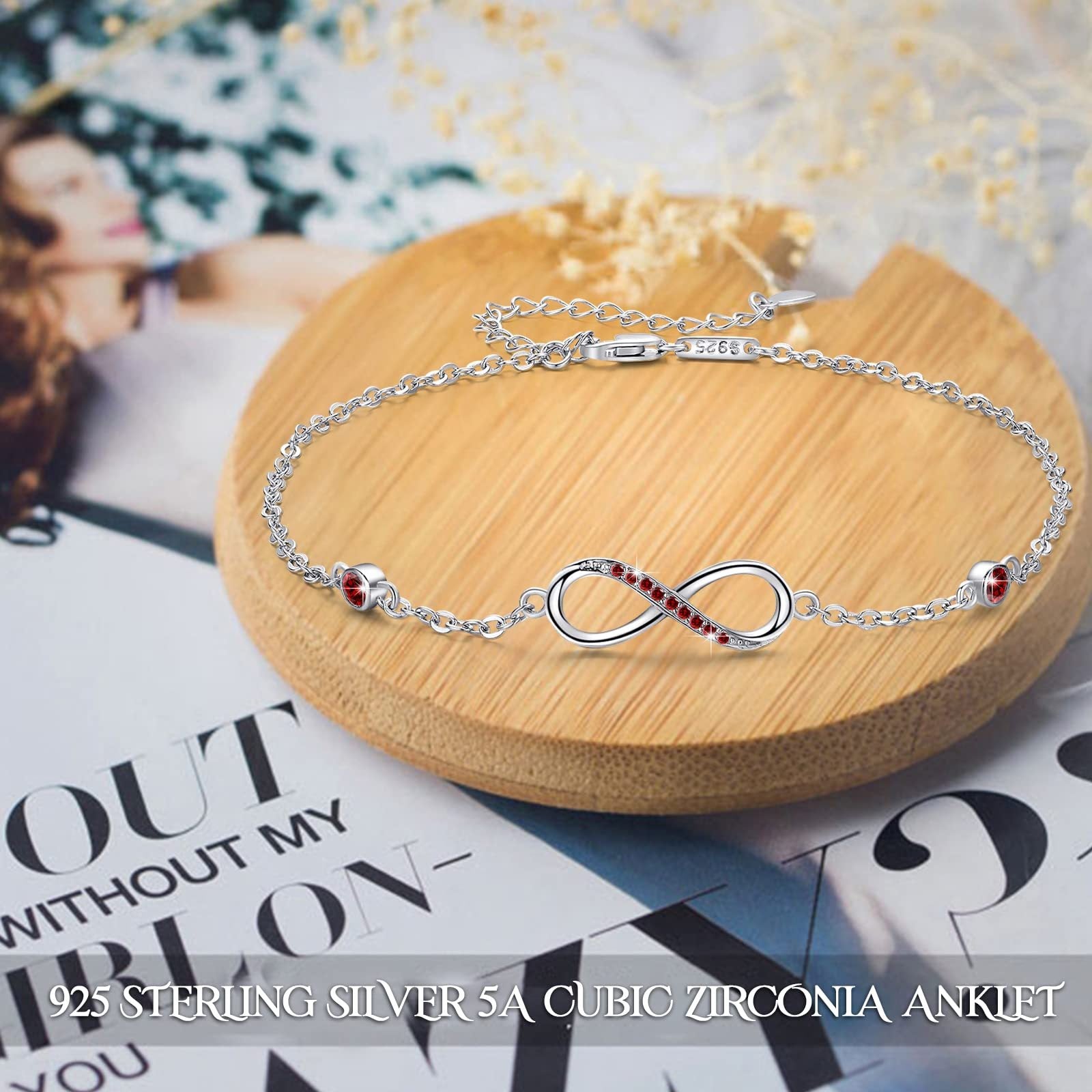 Infinite love Anklet Charm Adjustable Chain Anklets For Women-925 silver
